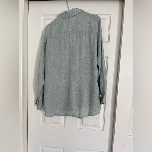 Sigrid Olsen Linen Button Down Top Size Medium Light Blue - Picture 10 of 14